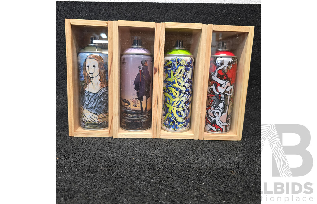 Limited Edition Artist Spray Can Collection Madsaki Mona Lisa 3, Maye, Asend, Burns124