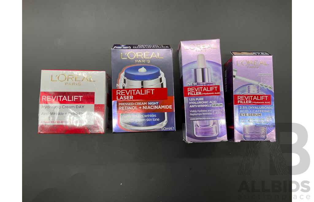 Assorted Cosmetics, Including L'OREAL Creams and Serums, JOHN FRIEDA Hair Products and Flawless Brows Hair Remover - Lot of 8