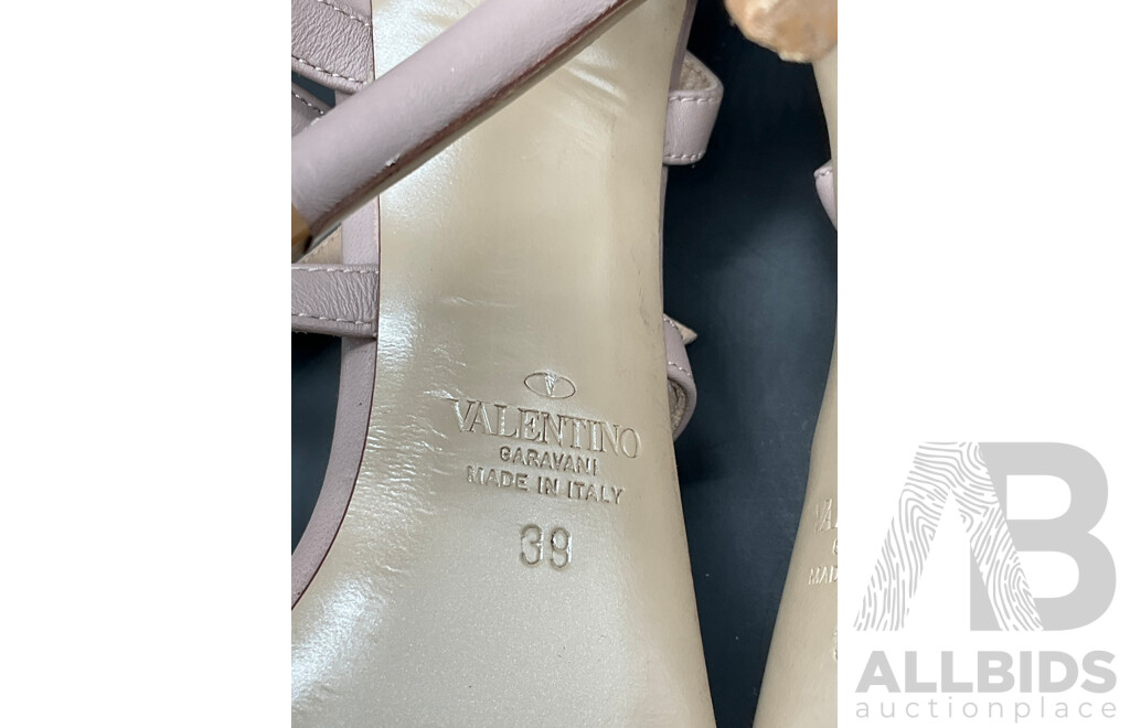 Rockstud Leather Sandals in the ''Poudre'' Branded VALENTINO GARAVANI