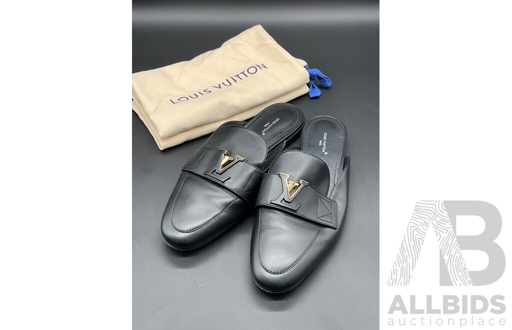 LV Mare Open-back Loafers in Black Leather Branded LOUIS VUITTON