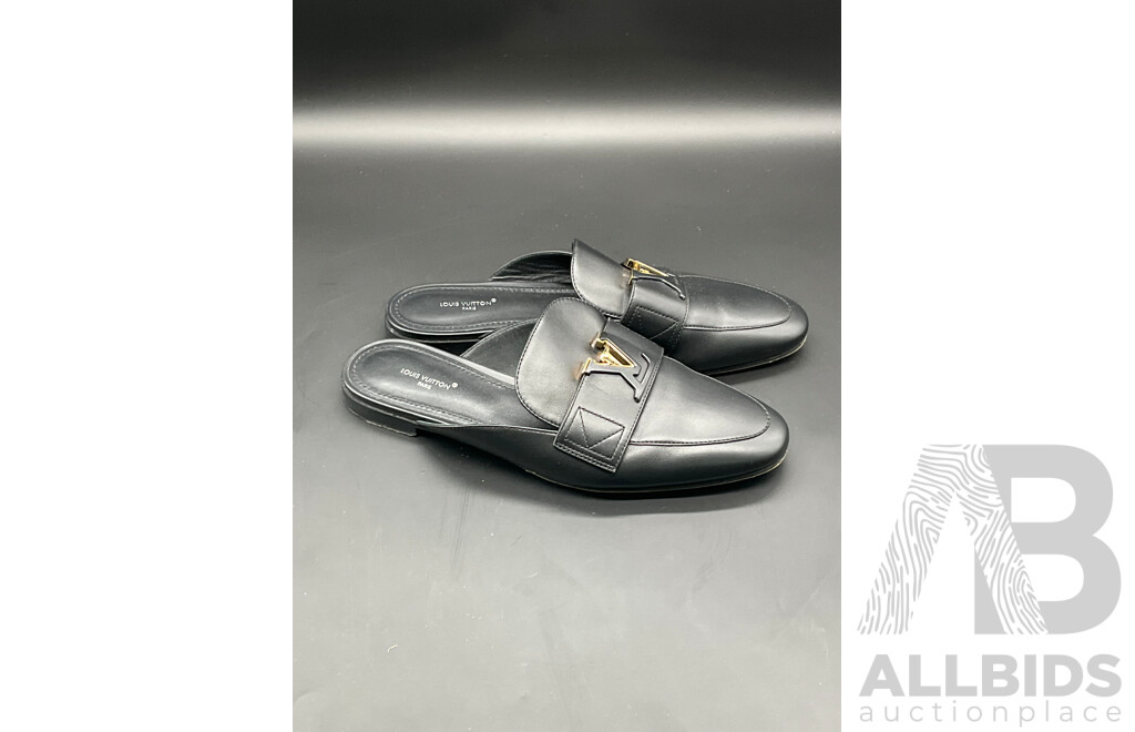 LV Mare Open-back Loafers in Black Leather Branded LOUIS VUITTON