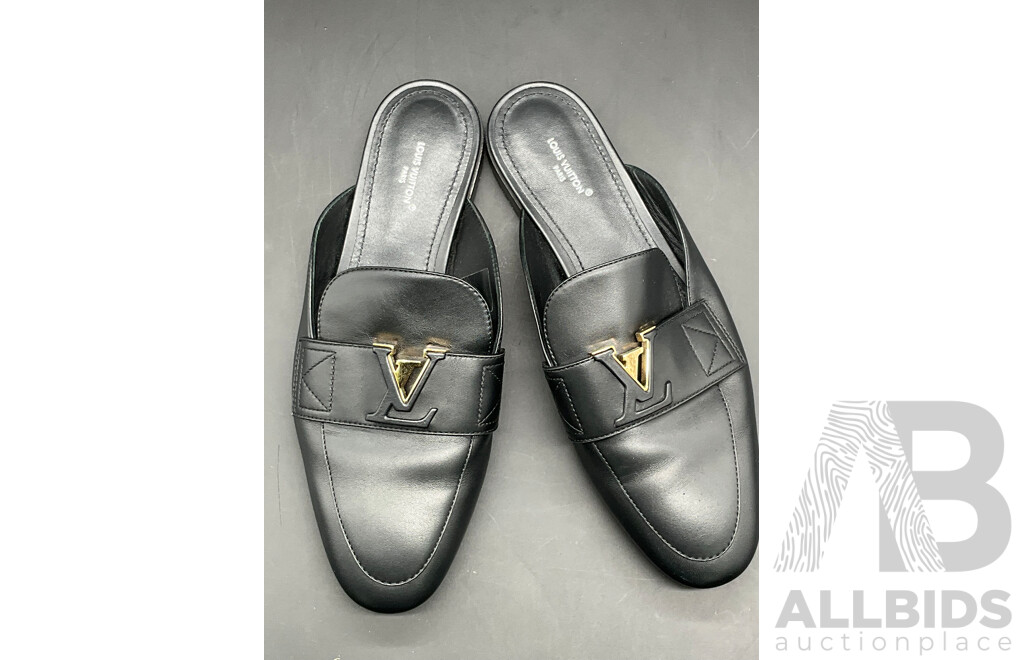 LV Mare Open-back Loafers in Black Leather Branded LOUIS VUITTON