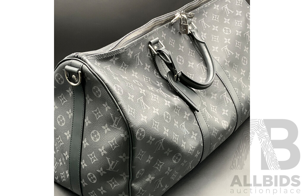 Monogram Eclipse Keepall Bandouliere 55 Duffle Bag Branded LOUIS VUITTON