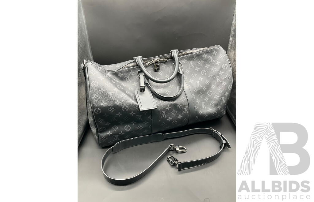 Monogram Eclipse Keepall Bandouliere 55 Duffle Bag Branded LOUIS VUITTON
