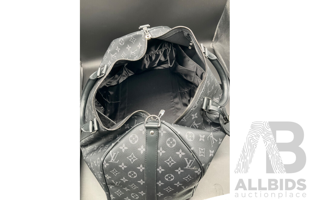 Monogram Eclipse Keepall Bandouliere 55 Duffle Bag Branded LOUIS VUITTON