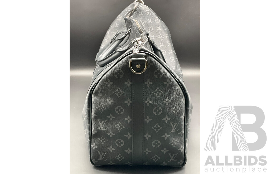 Monogram Eclipse Keepall Bandouliere 55 Duffle Bag Branded LOUIS VUITTON