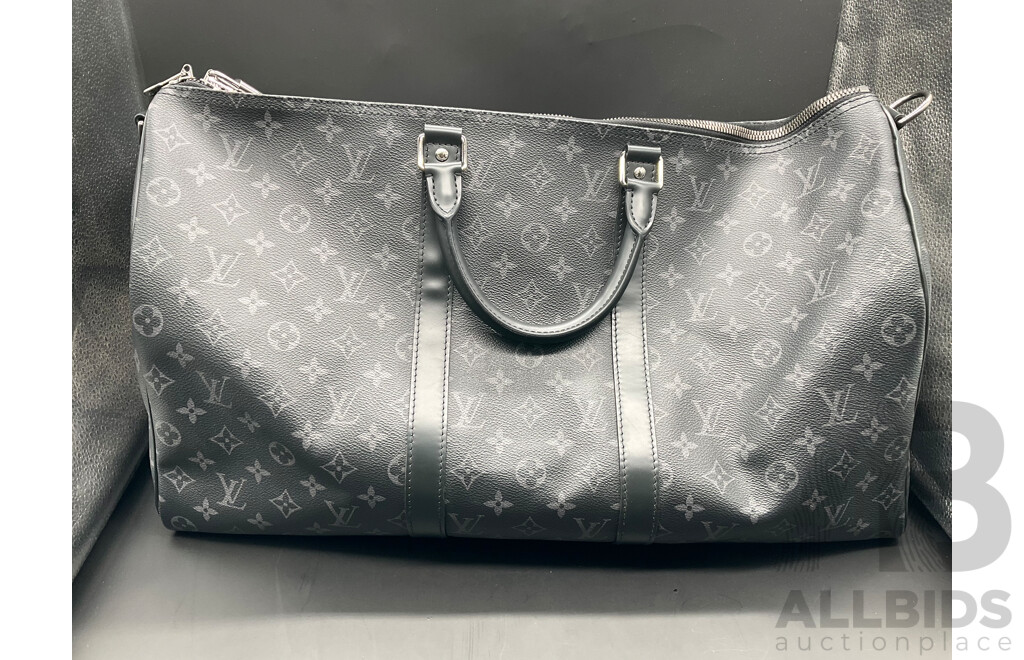 Monogram Eclipse Keepall Bandouliere 55 Duffle Bag Branded LOUIS VUITTON