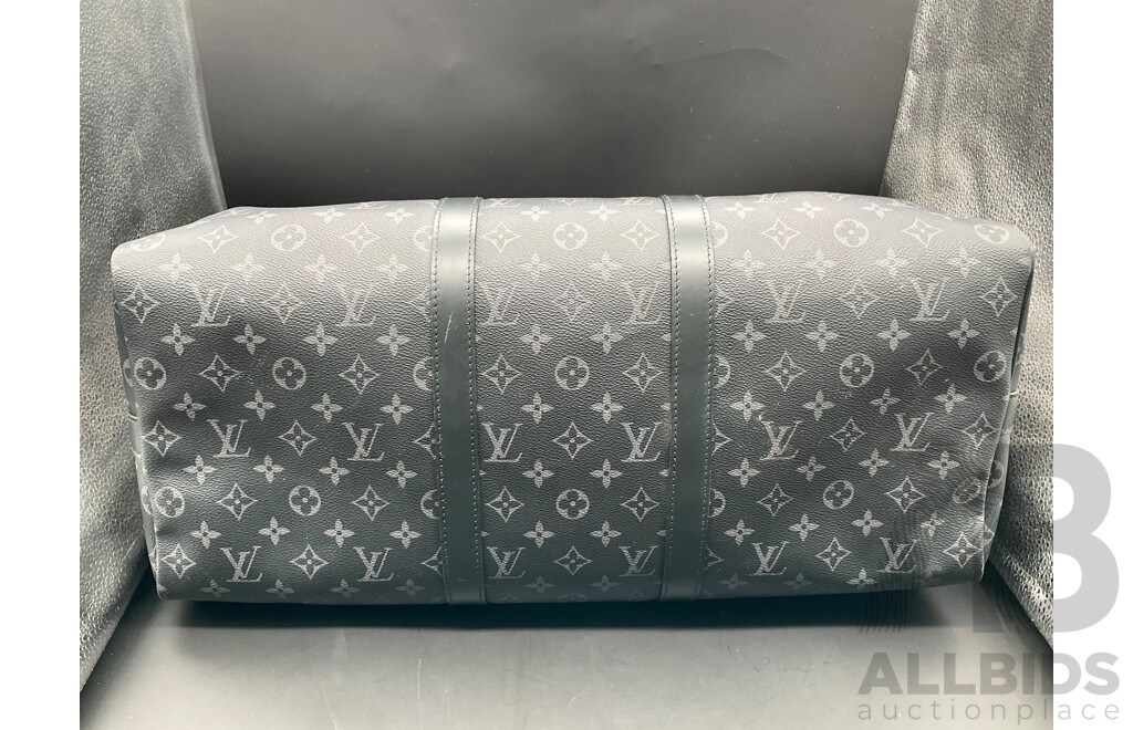 Monogram Eclipse Keepall Bandouliere 55 Duffle Bag Branded LOUIS VUITTON