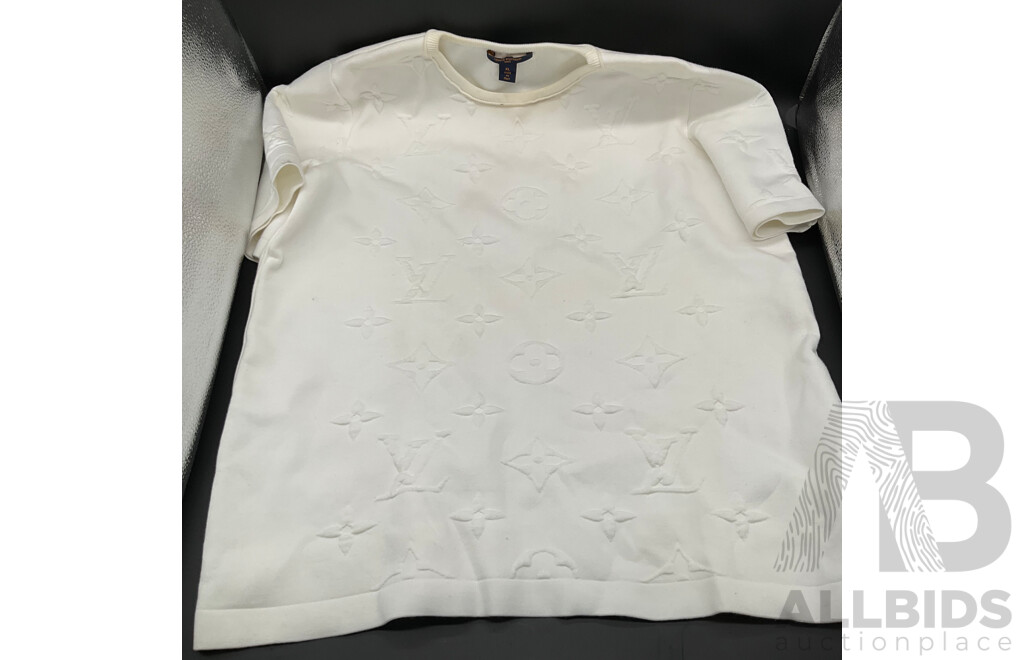 White Embossed Cotton Knit Sweatshirt Branded LOUIS VUITTON