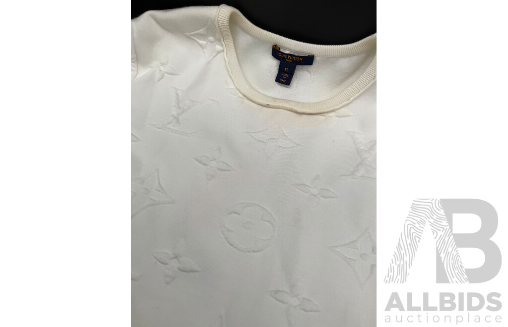 White Embossed Cotton Knit Sweatshirt Branded LOUIS VUITTON