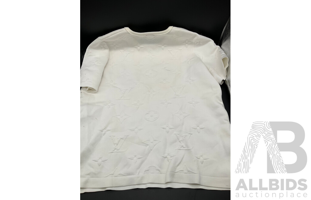 White Embossed Cotton Knit Sweatshirt Branded LOUIS VUITTON
