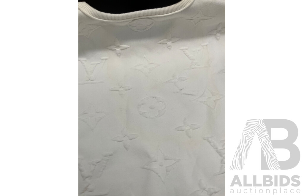 White Embossed Cotton Knit Sweatshirt Branded LOUIS VUITTON