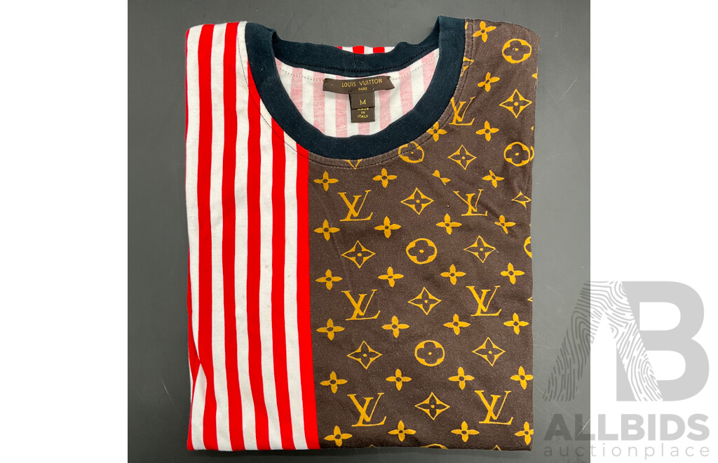 2016 Striped T-Shirt in Brown Monogram Pattern Branded LOUIS VUITTON