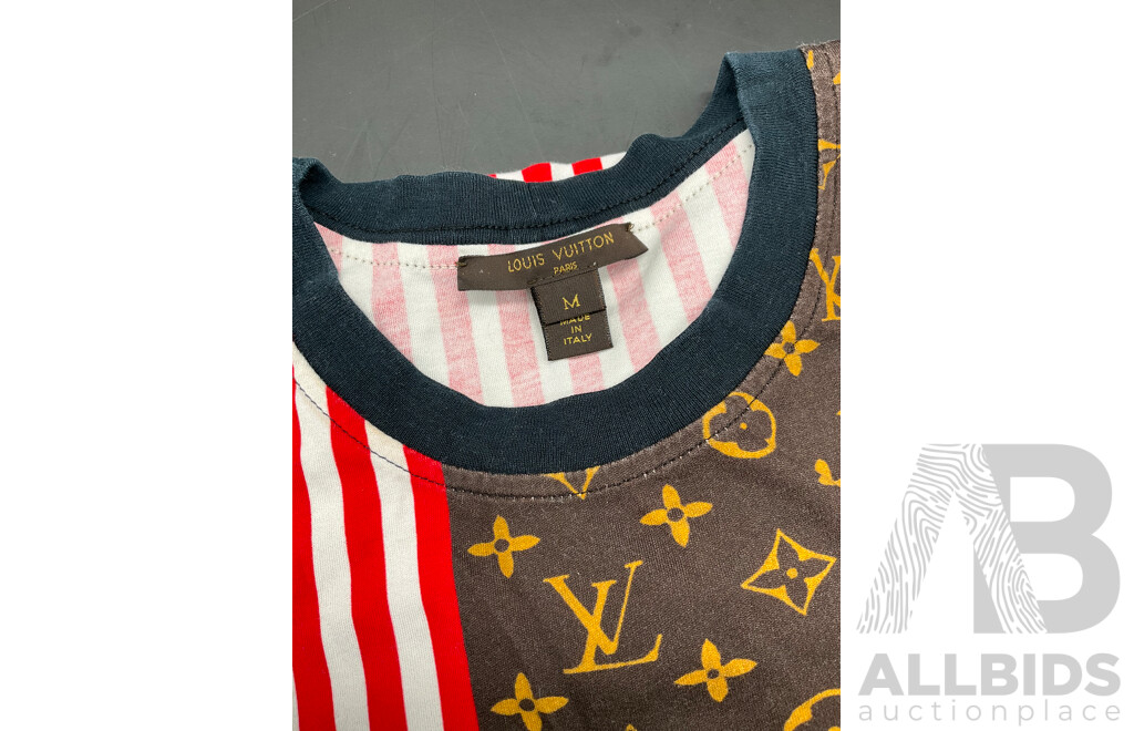 2016 Striped T-Shirt in Brown Monogram Pattern Branded LOUIS VUITTON