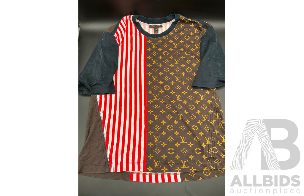 2016 Striped T-Shirt in Brown Monogram Pattern Branded LOUIS VUITTON