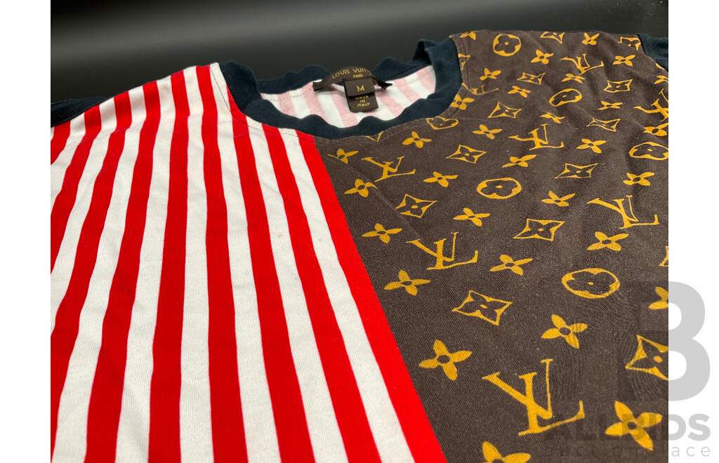 2016 Striped T-Shirt in Brown Monogram Pattern Branded LOUIS VUITTON