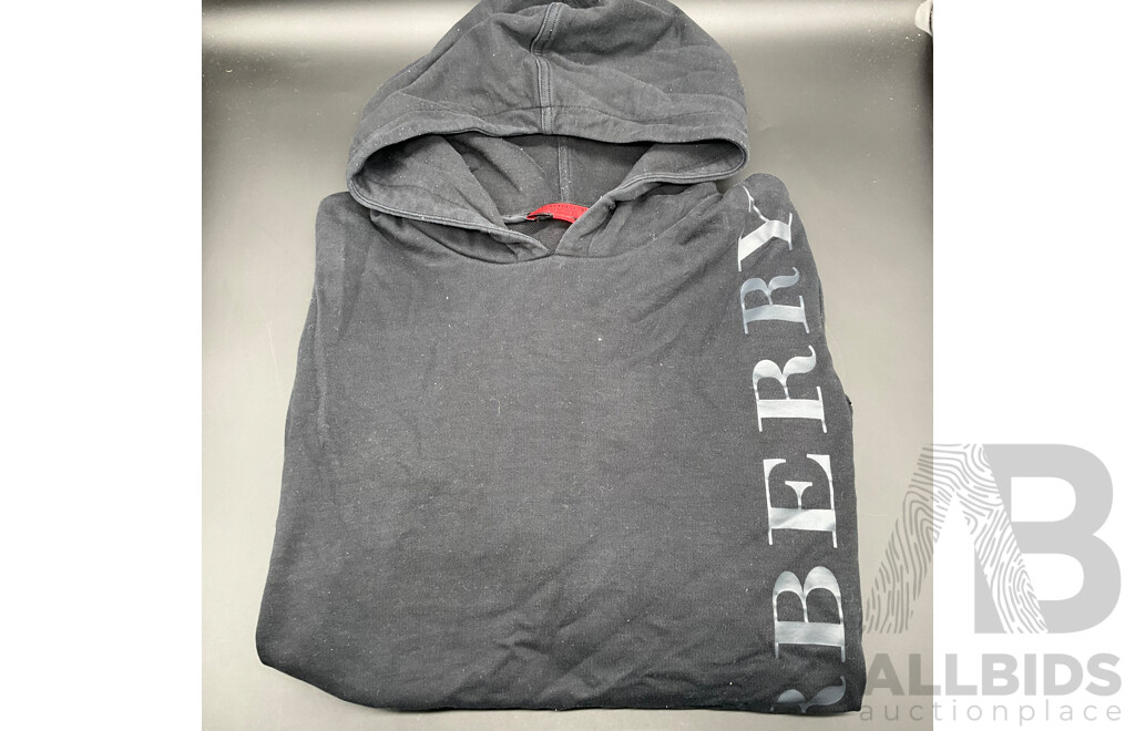 Logo Print Cotton Sport Hooide in Black Branded BURBERRY