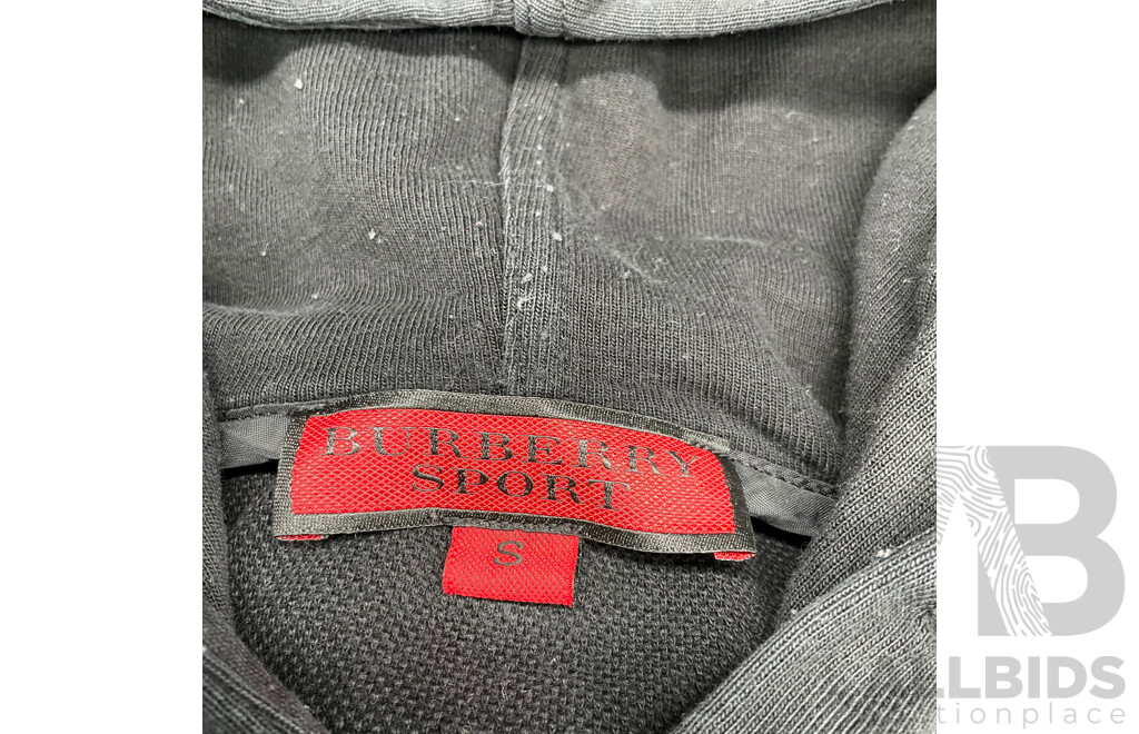Logo Print Cotton Sport Hooide in Black Branded BURBERRY