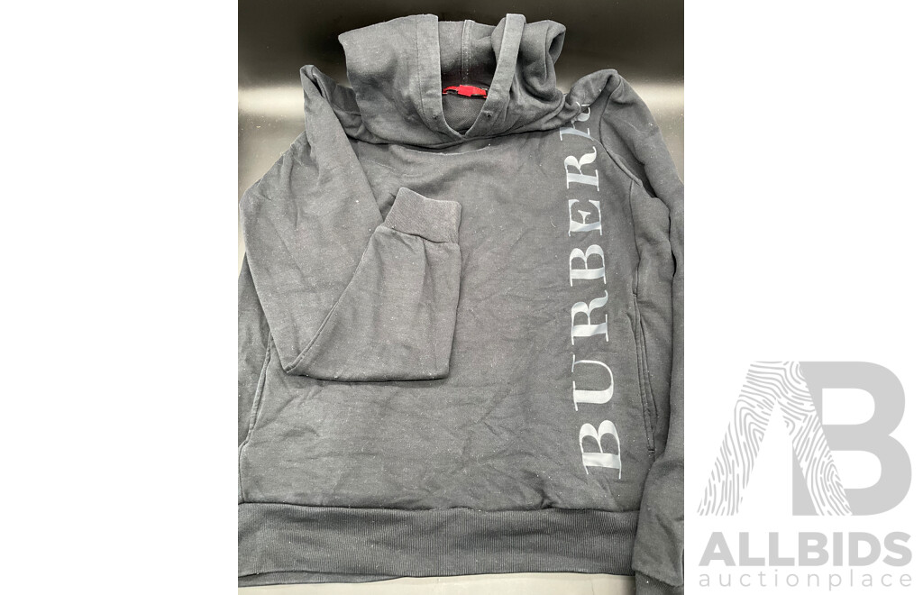 Logo Print Cotton Sport Hooide in Black Branded BURBERRY