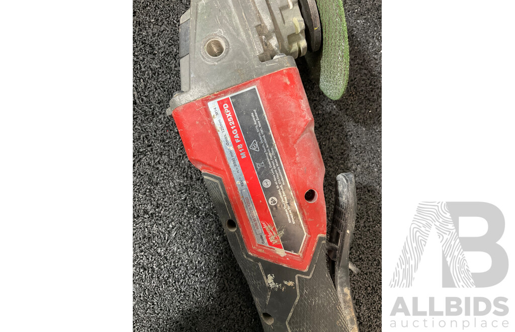 MILWAUKEE 18V FUEL Angle Grinder (M18 FAG125XPD) and 5.0Ah Battery -  Lot of 2