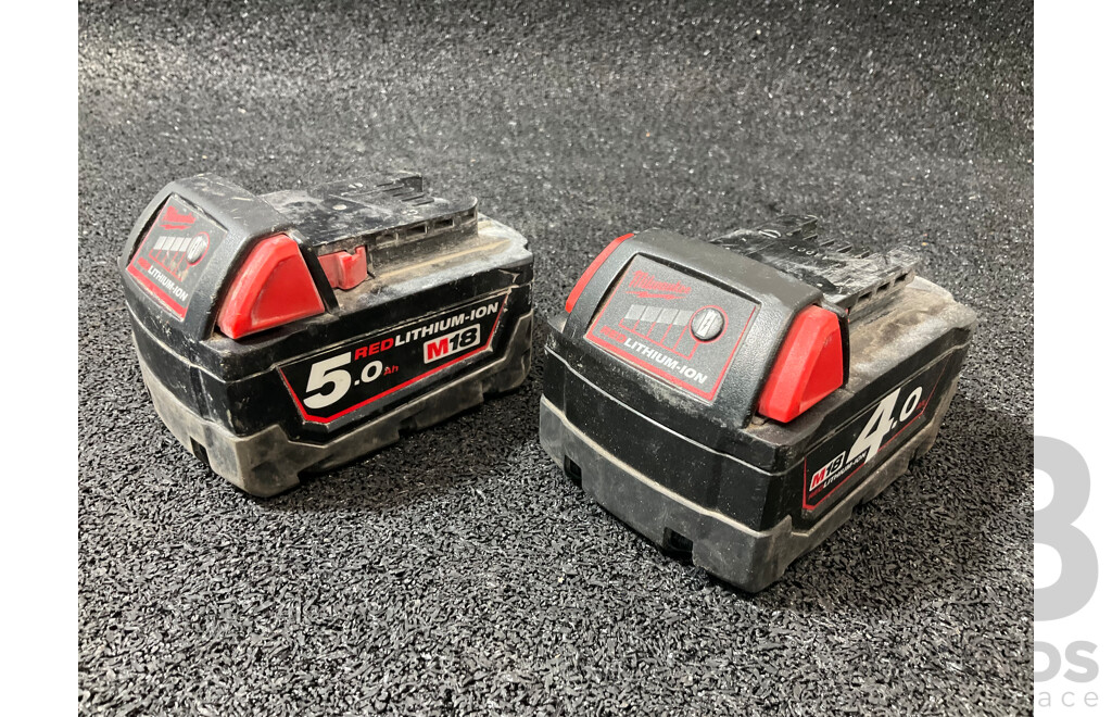 MILWAUKEE 18V FUEL Hammer Drill (M18FDD2) with 4.0Ah and 5.0Ah Battery   Lot of 3