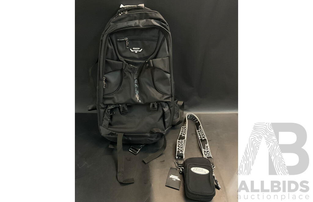 Feifan Backpack & H&M No Fear Messenger Pouch
