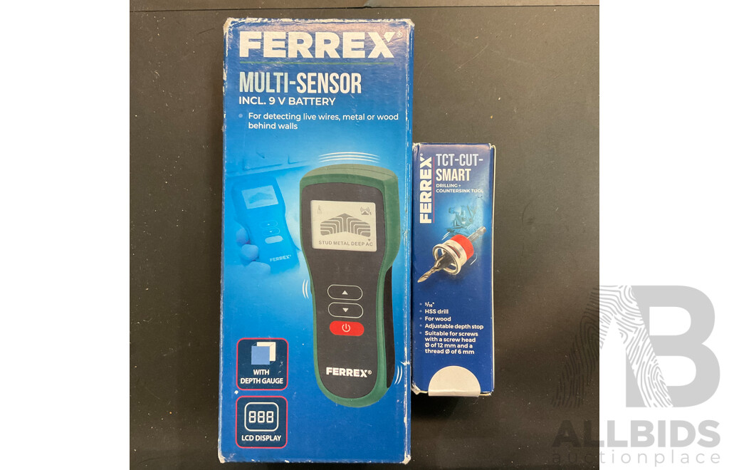 Bikemate Rechargeable Compressor & Ferrex Multi-Sensor and Tct-Cut-Smart Drill Part - Lot of 3