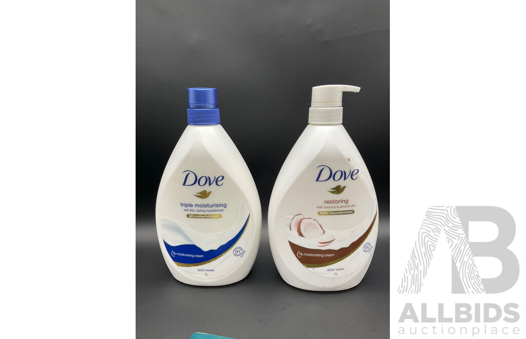 Assorted Cosmetics, Including GILLETTE MACH3+ Razor Blade Refills Value Pack and DOVE Body Wash - Lot of 4