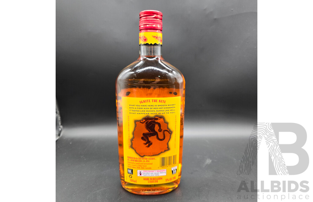 Fireball Cinnamon Flavoured Whisky 700ml & Jack Daniel's Whiskey 1L - Lot of 2