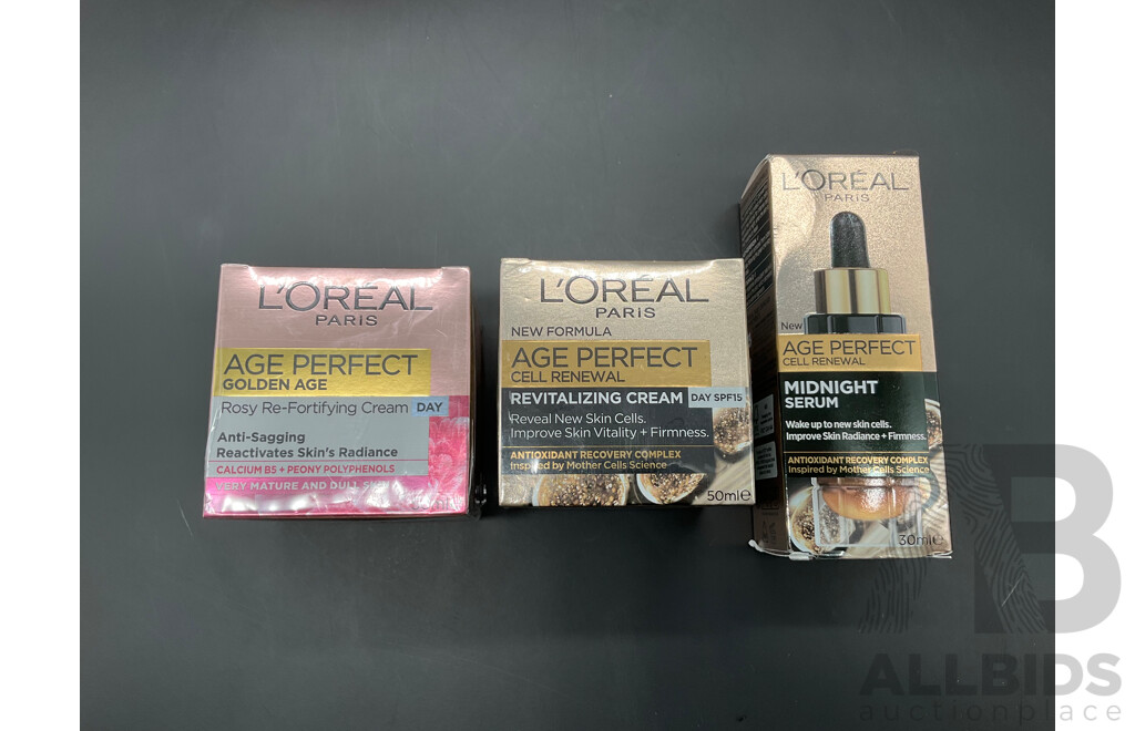 Assorted Cosmetics, Including L'OREAL Creams and Serum, PANTENE Hair Products - Lot of 7
