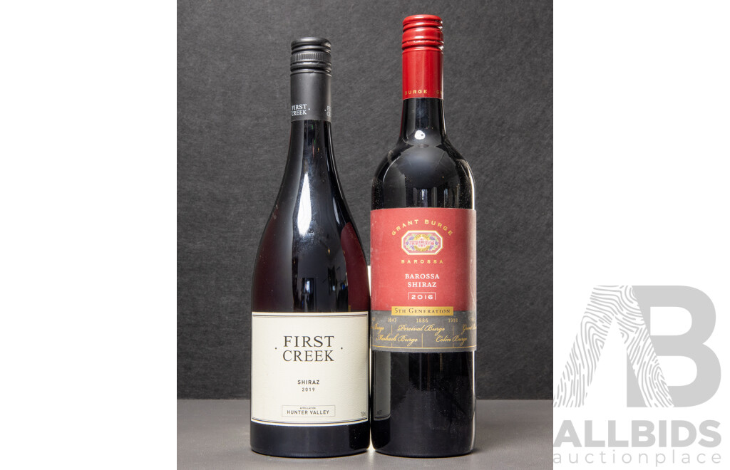 Grant Burge Barossa Shiraz Vintage 2016 with First Creek Hunter Valley Shiraz Vintage 2019 (2)