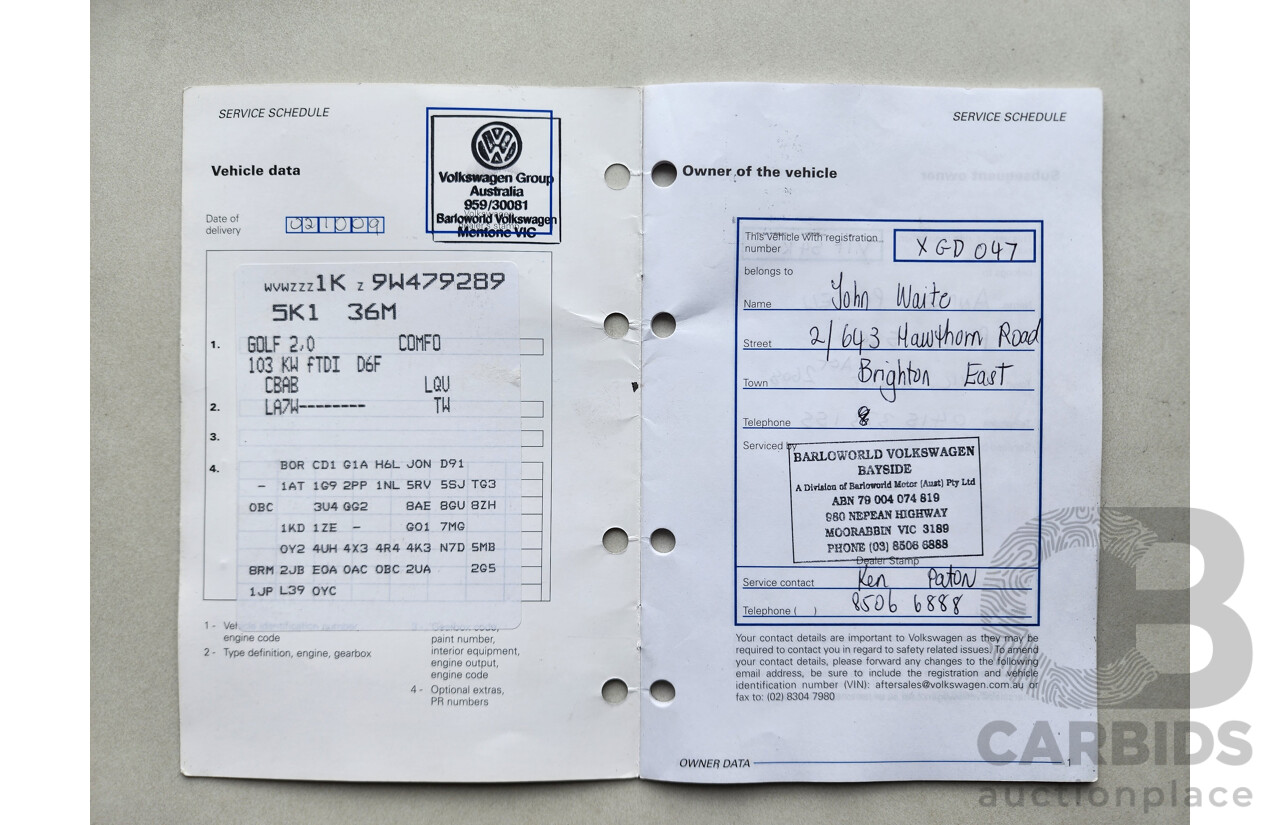 3/2009 Volkswagen Golf 2.0 TDI 1K MY09 5d Hatchback Silver 2.0L