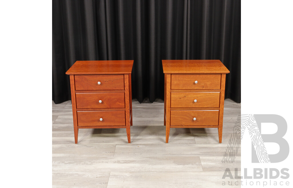 Pair of Nicholas Dattner & Co. 'Holbrook' Three Drawer Bedside Chests (Numbered 9975 and 9976 Dated 17/12/2008)