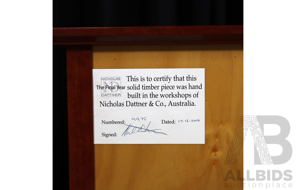 Pair of Nicholas Dattner & Co. 'Holbrook' Three Drawer Bedside Chests (Numbered 9975 and 9976 Dated 17/12/2008)