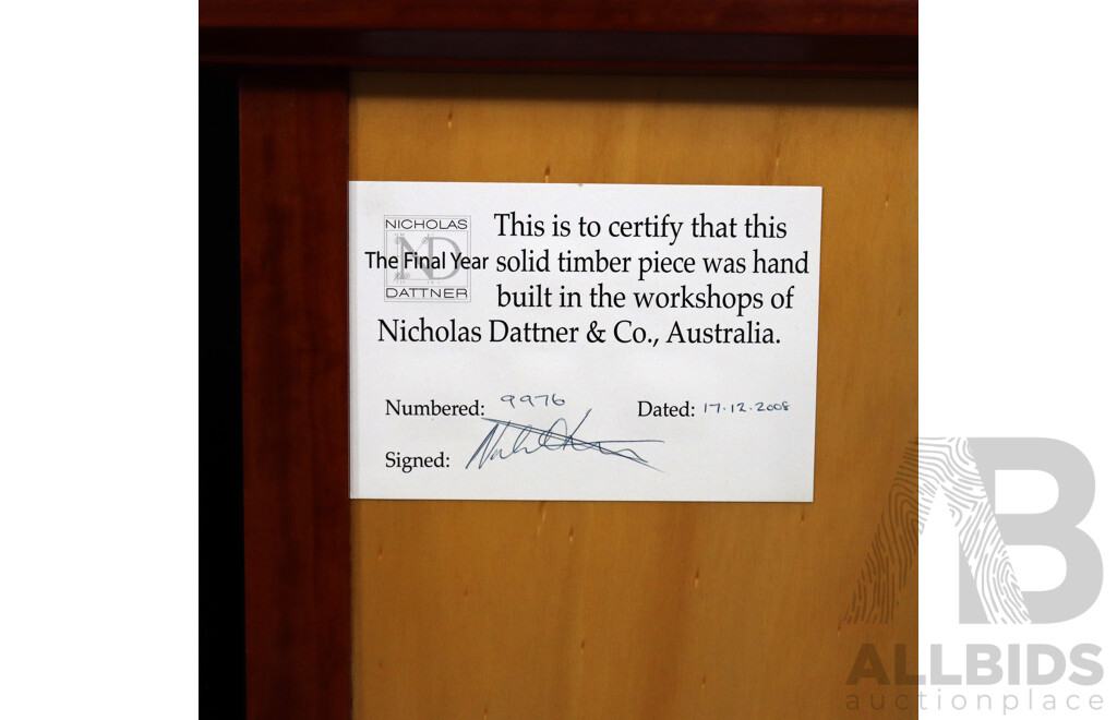 Pair of Nicholas Dattner & Co. 'Holbrook' Three Drawer Bedside Chests (Numbered 9975 and 9976 Dated 17/12/2008)