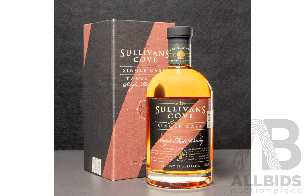 Boxed Sullivans Cove American Oak Single Cask Tasmanian Single Malt Whisky