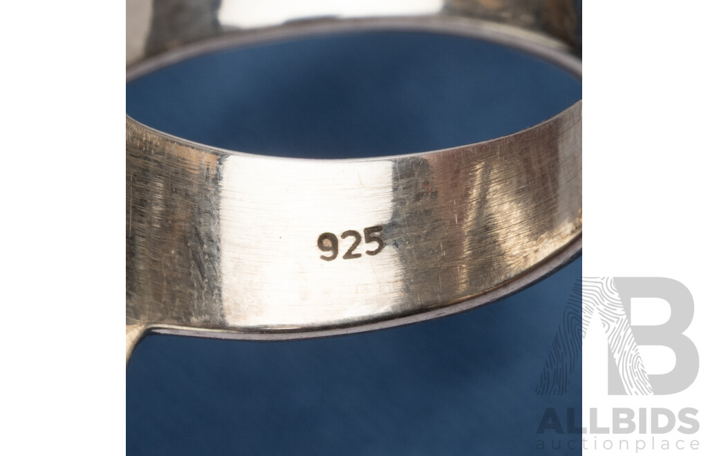 925 Sterling Silver Ring with Pear Charoite - Size R