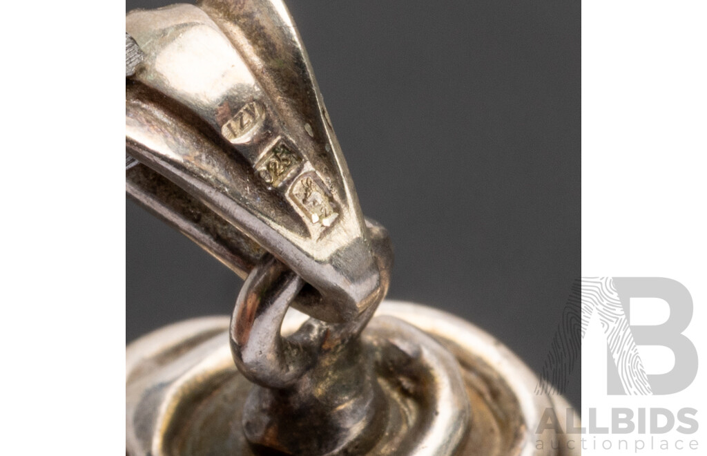 925 Silver Pendant and Silver Plated Base Metal Ring with Blue Druzy Quartz - Lot of 2