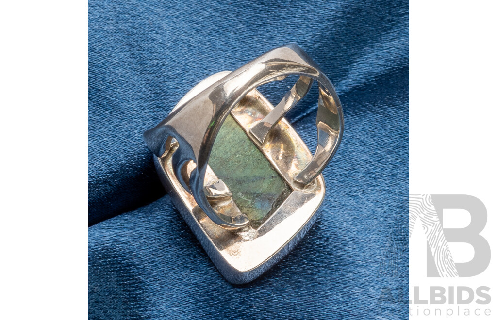 925 Sterling Silver Labradorite Ring - Size P