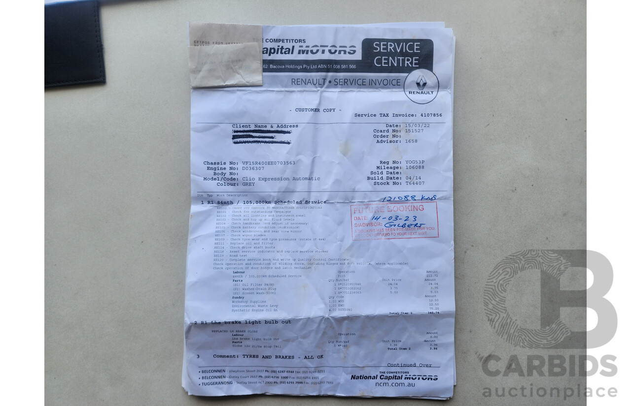 6/2014 Renault Clio Expression X98 5d Hatchback Grey 1.2L