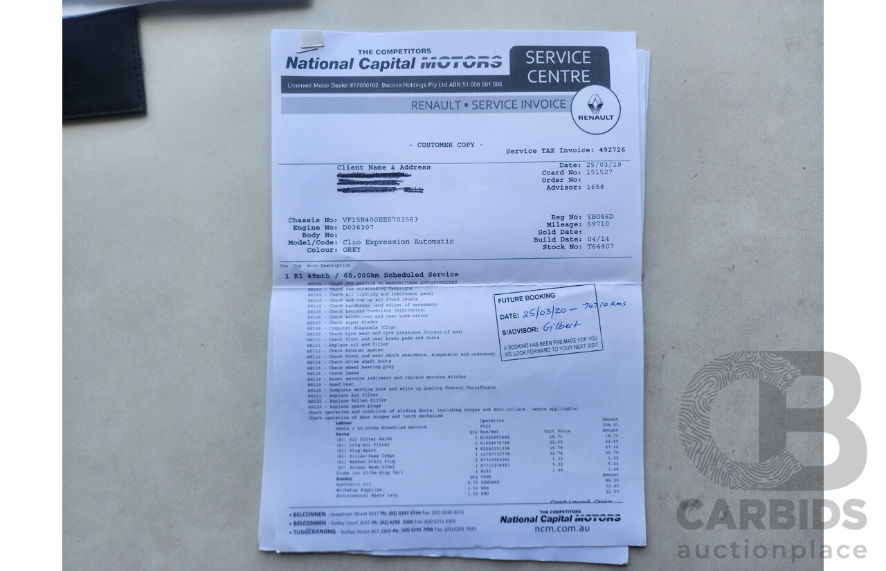 6/2014 Renault Clio Expression X98 5d Hatchback Grey 1.2L