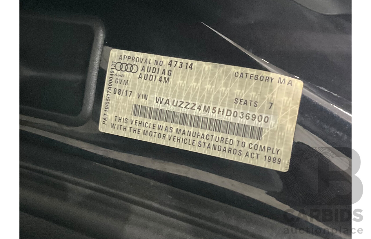 08/2017 Audi Q7 3.0 TDI Quattro (AWD) 4M MY18 4d Wagon Night Black Turbo Diesel V6 3.0L