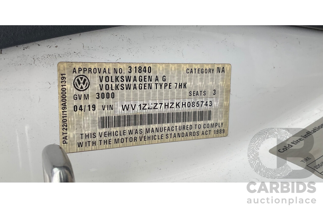 04/2019 Volkswagen Transporter TDI 340 SWB LOW FWD T6 MY19 Van Candy White 2.0L