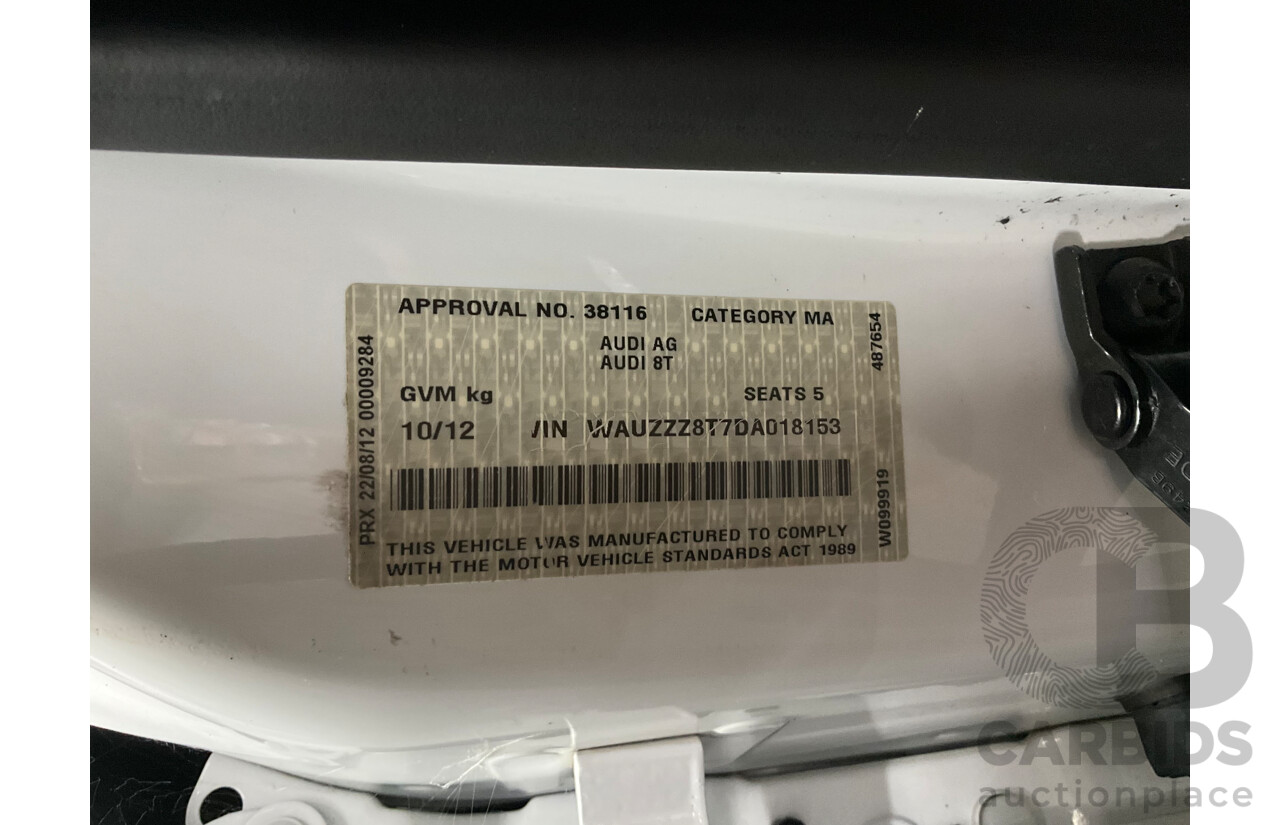 1/2012 Audi A5 Sportback 1.8 TFSI 8T MY12.5 5d Hatchback Ibis White Turbo 1.8L