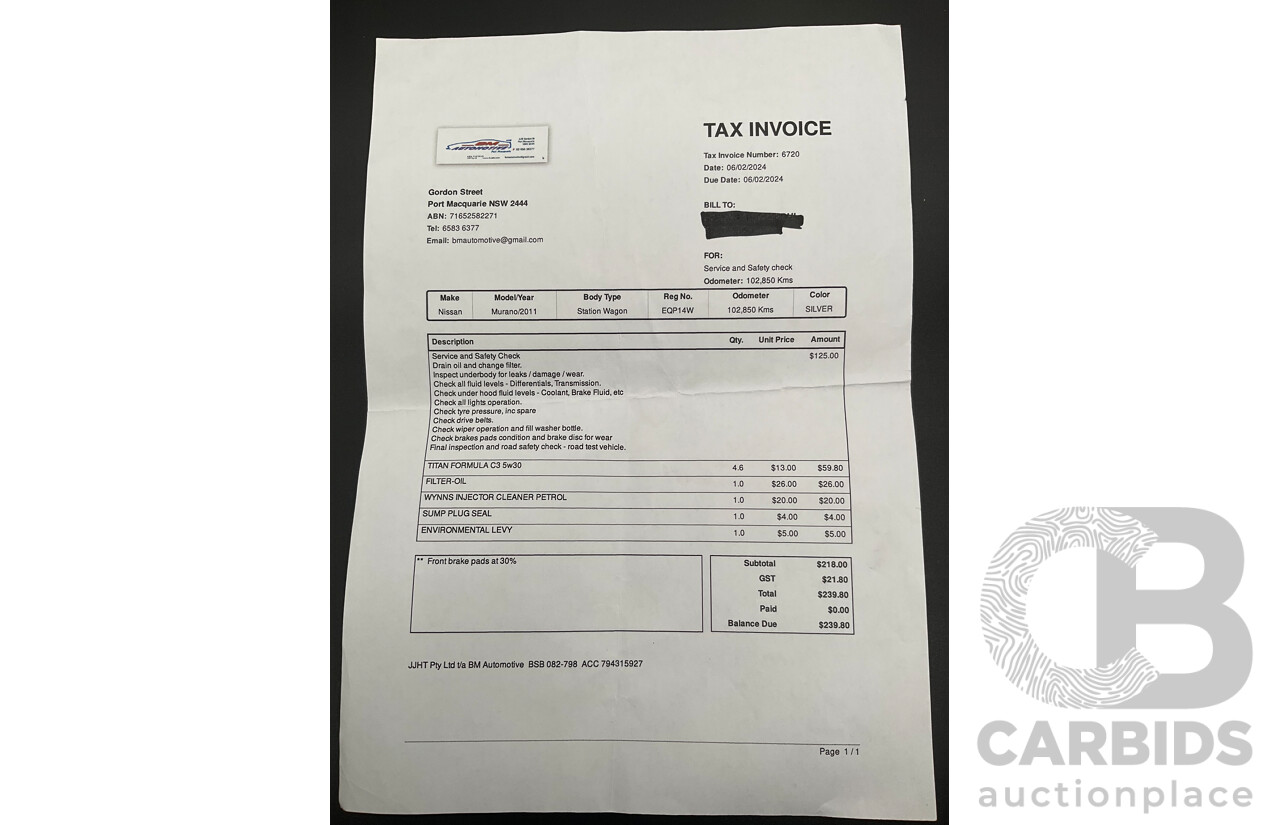 11/2011 Nissan Murano Ti Z51 MY12 4d Wagon Platinum Graphite Metallic V6 3.5L