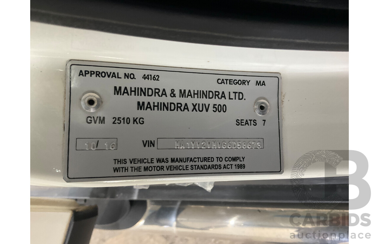 10/2016 Mahindra XUV500 (FWD) MY16 4d Wagon Diamond White Turbo Diesel 2.2L