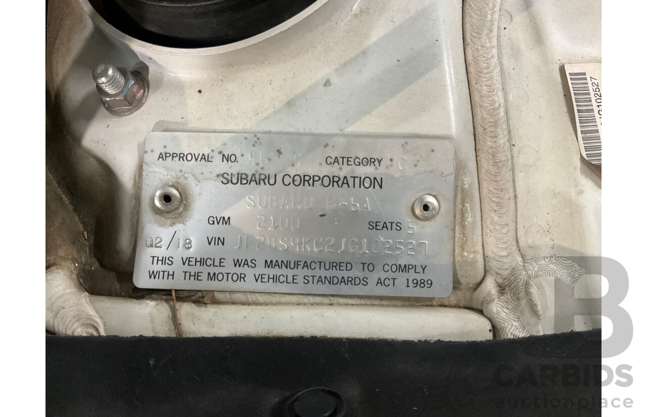 01/2018 Subaru Outback 2.5i Premium (AWD) MY18 4d Wagon Crystal White Pearl 2.5L