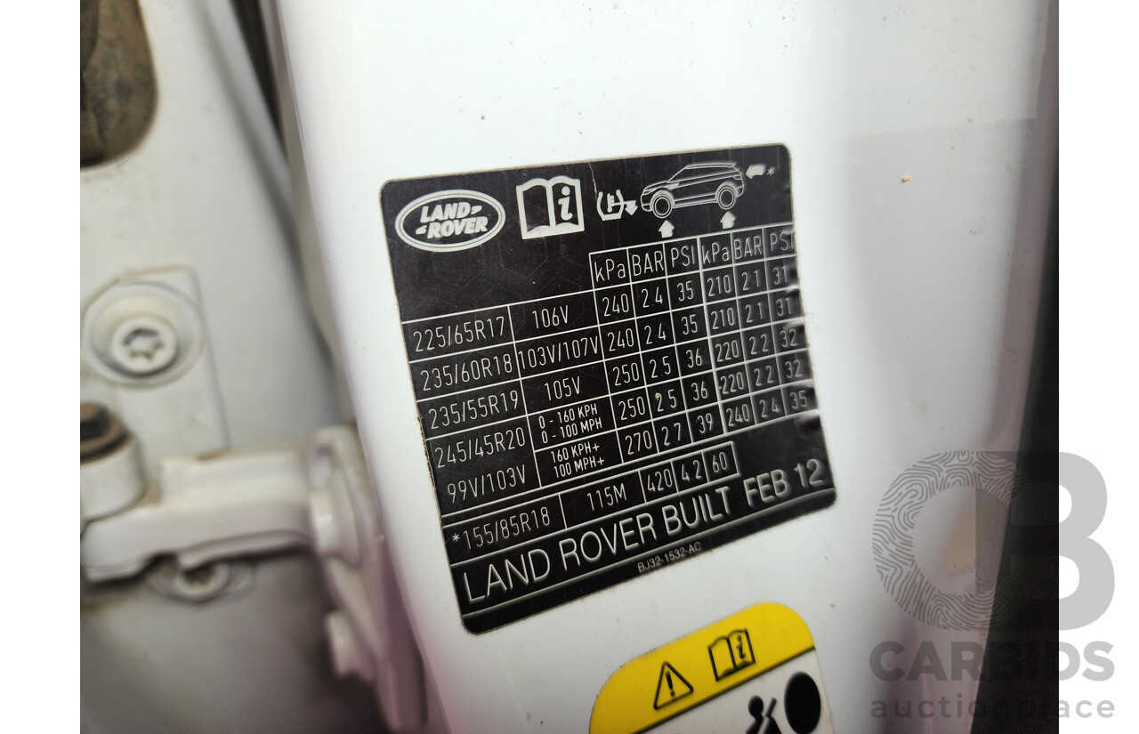 5/2012 Range Rover Evoque SD4 Dynamic LV 5d Wagon White 2.2L