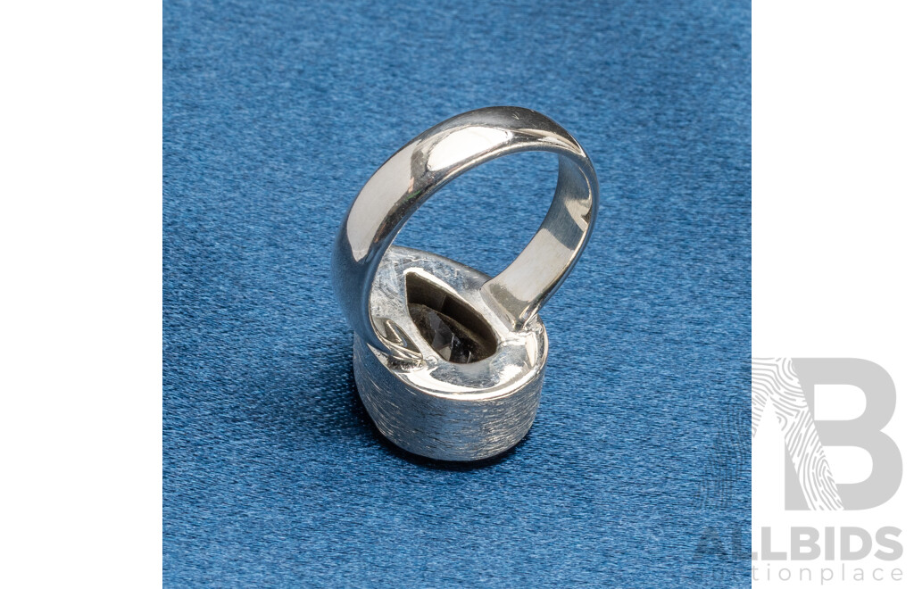 925 Sterling Silver Ring with Large Smokey Quartz - Size O