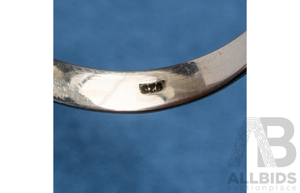 925 Sterling Silver Ring with Malachite Cabochon - Size V